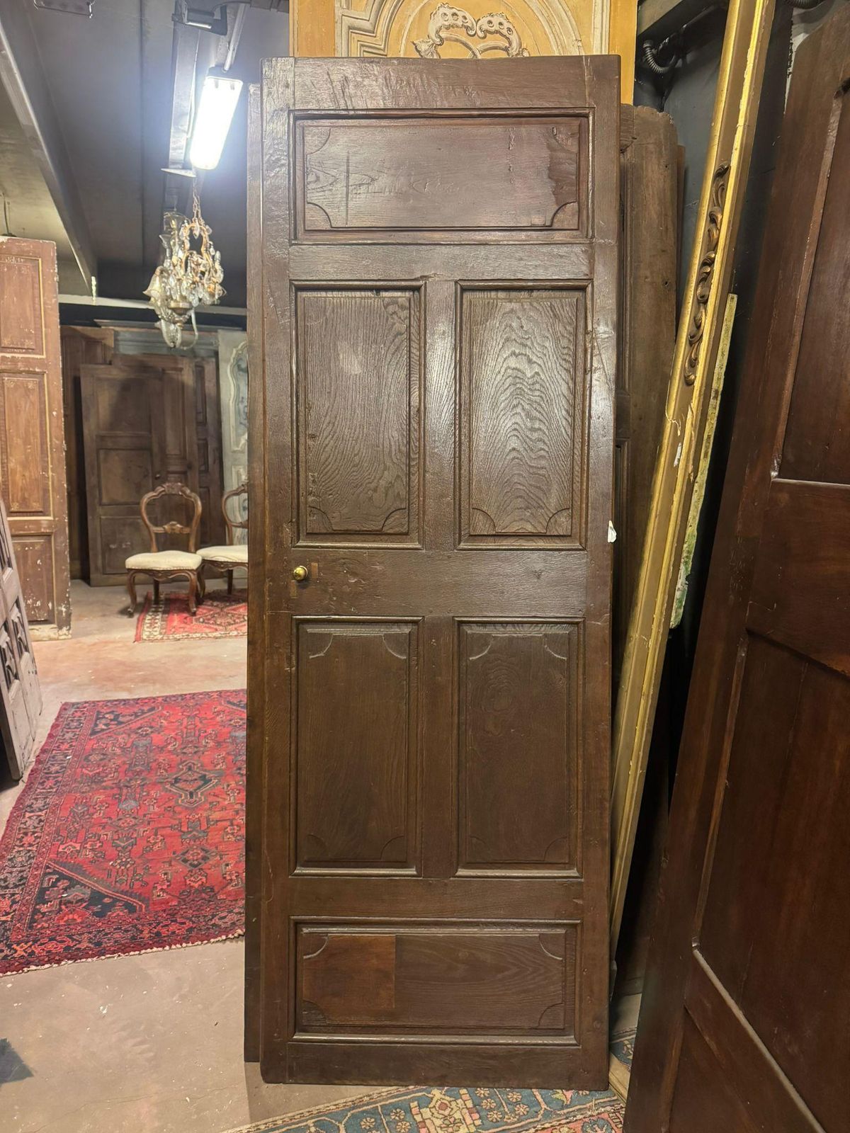 Double Sided Door In Carved Oak Wood, France photo for sale