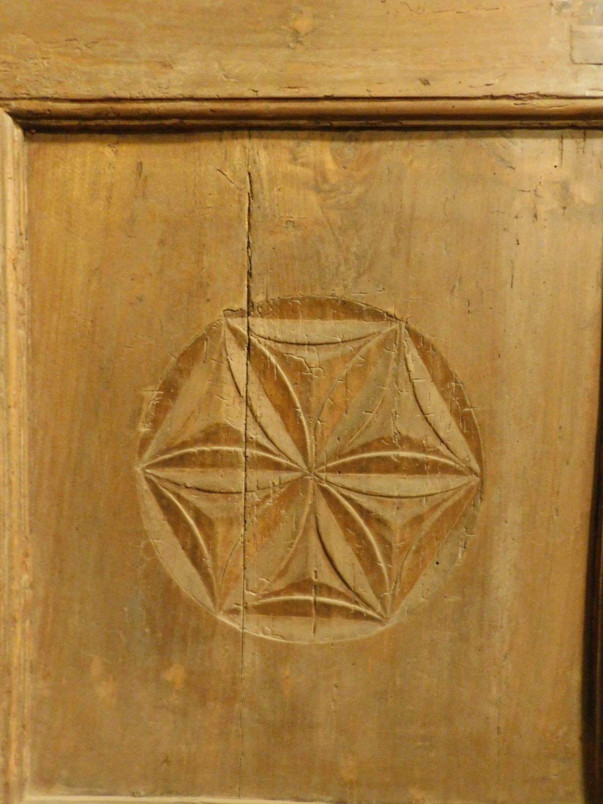Set Of 2 Single Wooden Doors, Rustic With Carved Panels, Italy photo buy
