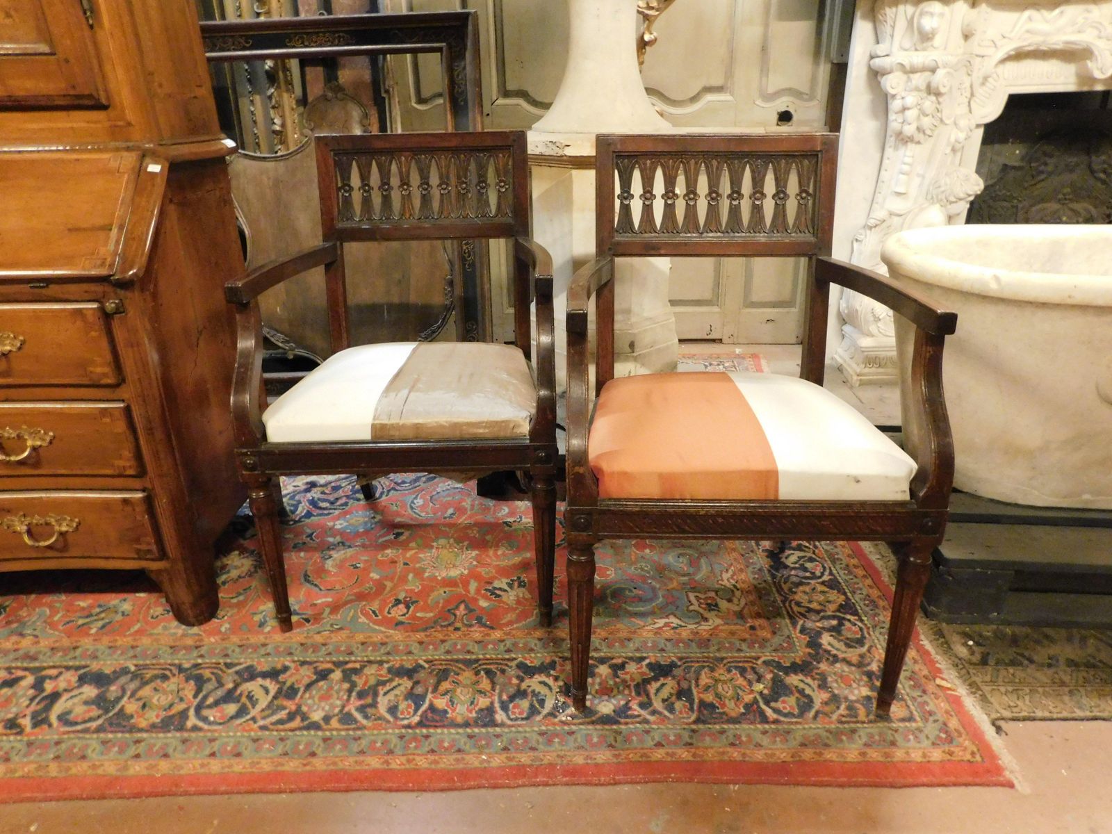 Set Of 2 Walnut Wood Armchairs, Italy photo for sale