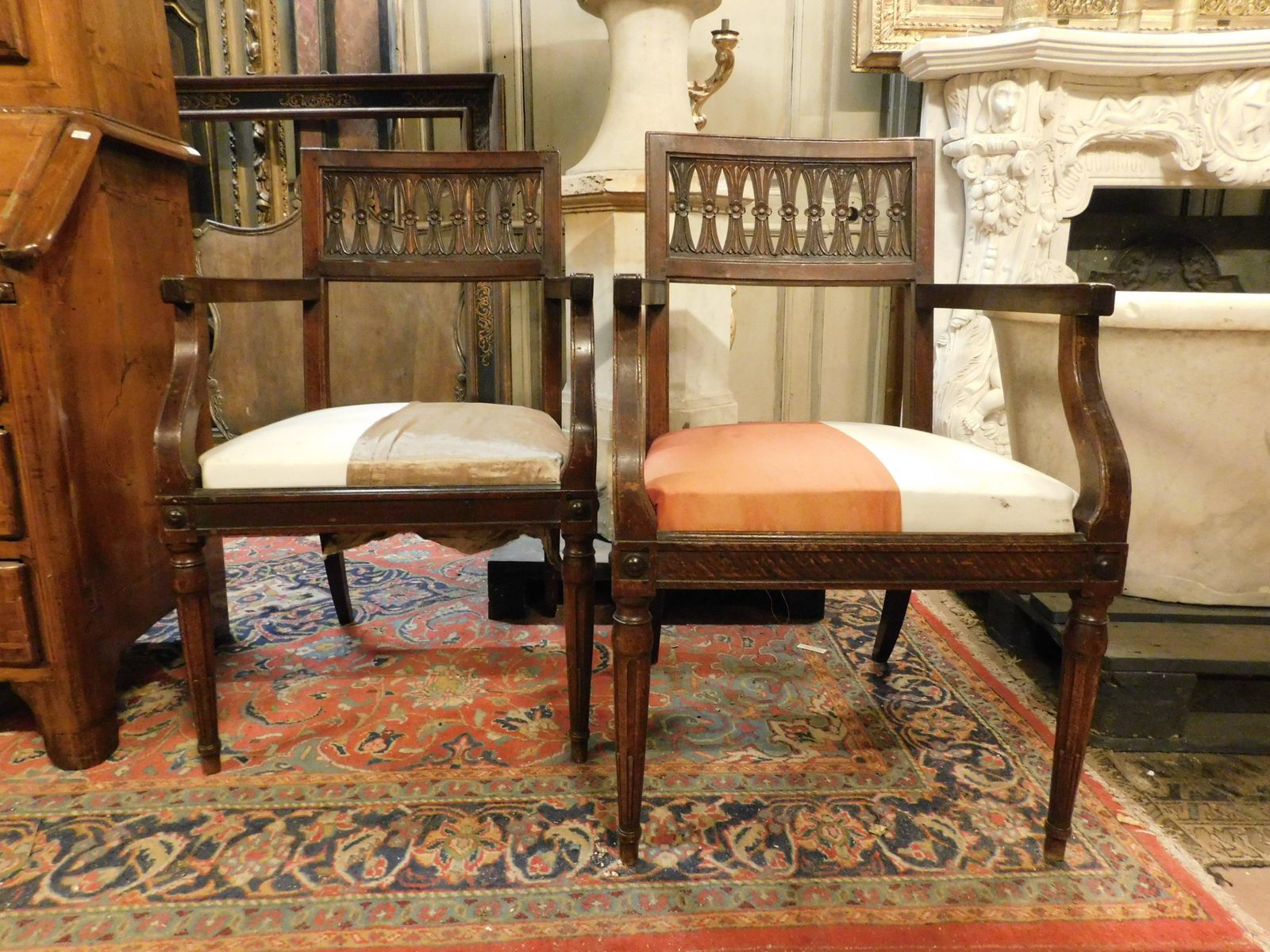 Set Of 2 Walnut Wood Armchairs, Italy photo Furniture