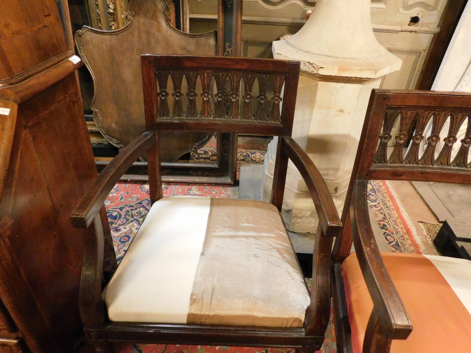 Set Of 2 Walnut Wood Armchairs, Italy photo 1975.0