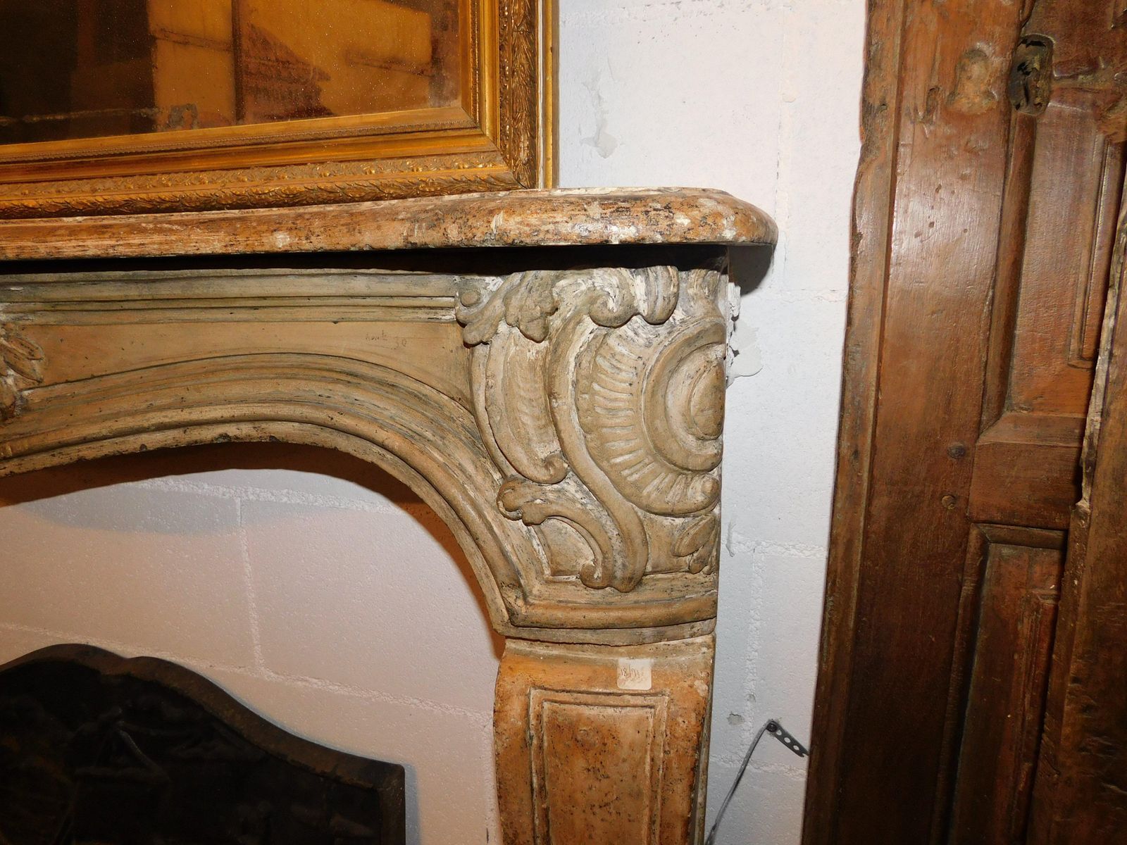 Fireplace Mantle In Carved Burgundy Stone, France photo buy