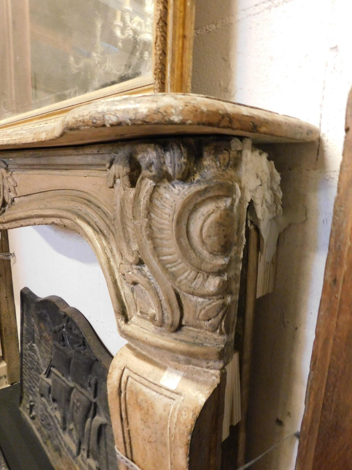 photo furniture Fireplace Mantle In Carved Burgundy Stone, France