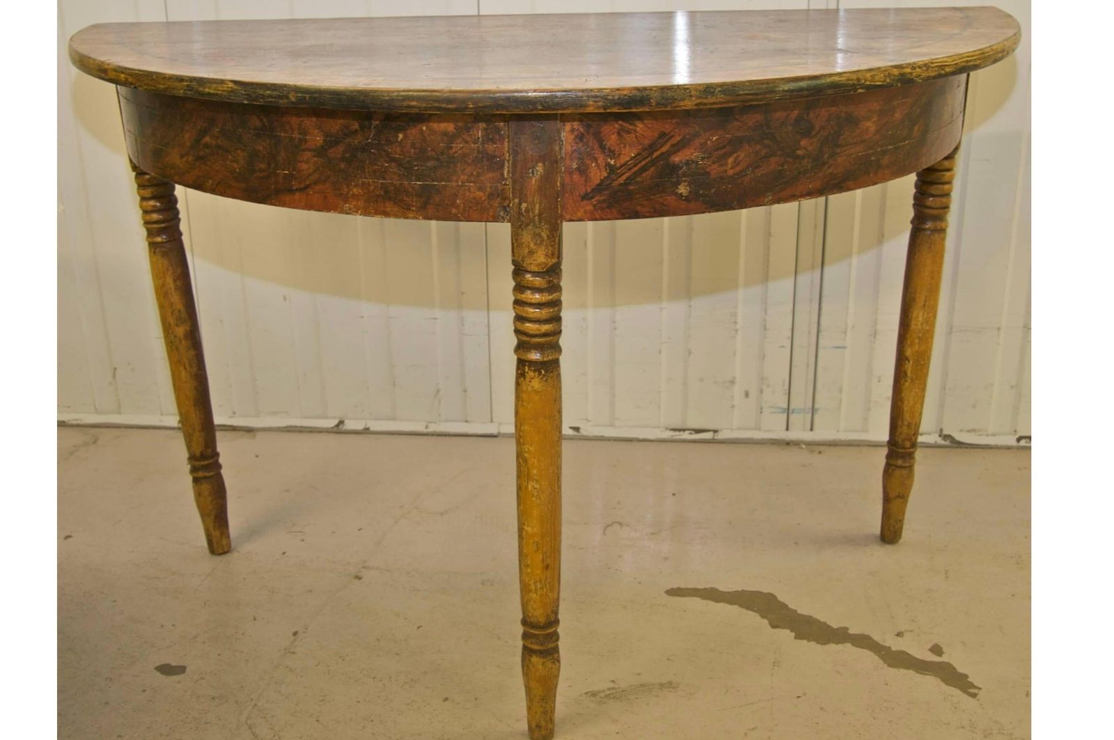 Swedish Gustavian Demilune Tables 1800s Faux Wood Grain Folk Art Gustavian A photo Furniture