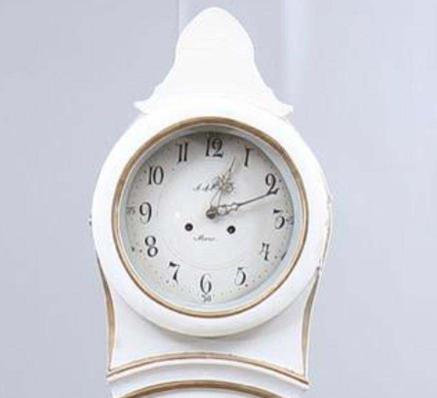 Swedish Mora Clock White Gold Early 1800s Antique 214cm Gustavian photo furniture