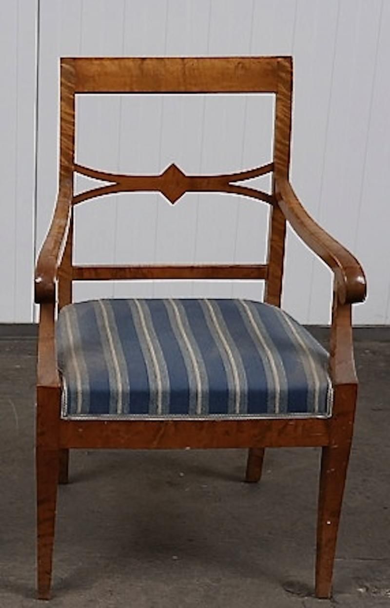 Biedermeier Carver Chairs Swedish Late 1800s Antique Quilted Golden Birch Pair Z photo for sale
