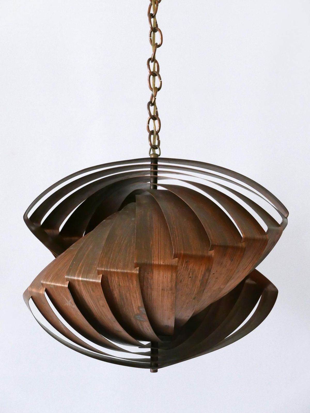 Unique Copper Pendant Lamp 'Konkylie' By Louis Weisdorf For Lyfa Denmark 1960s photo furniture