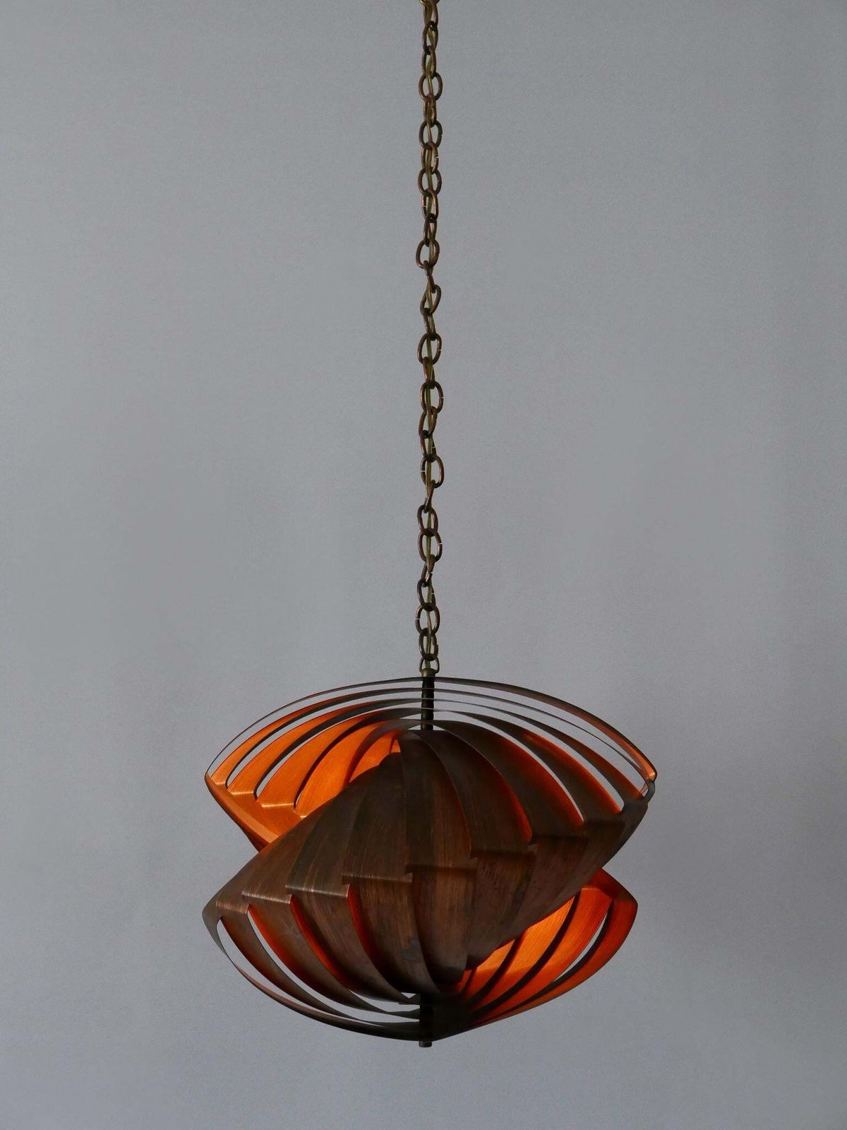 Unique Copper Pendant Lamp 'Konkylie' By Louis Weisdorf For Lyfa Denmark 1960s photo vintage