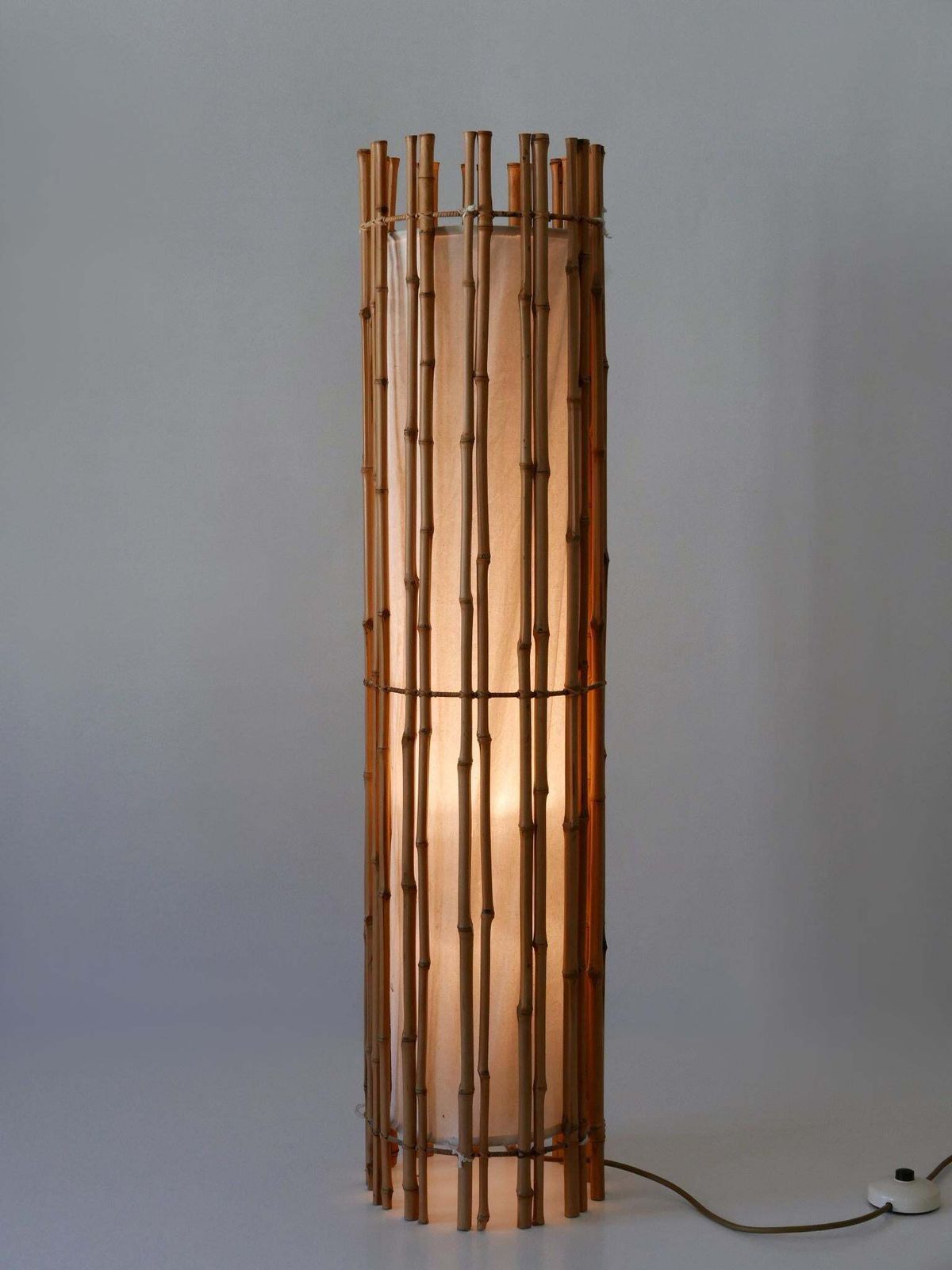 Elegant Mid Century Modern Bamboo Floor Lamp By Louis Sognot France 1960s photo 2147.0