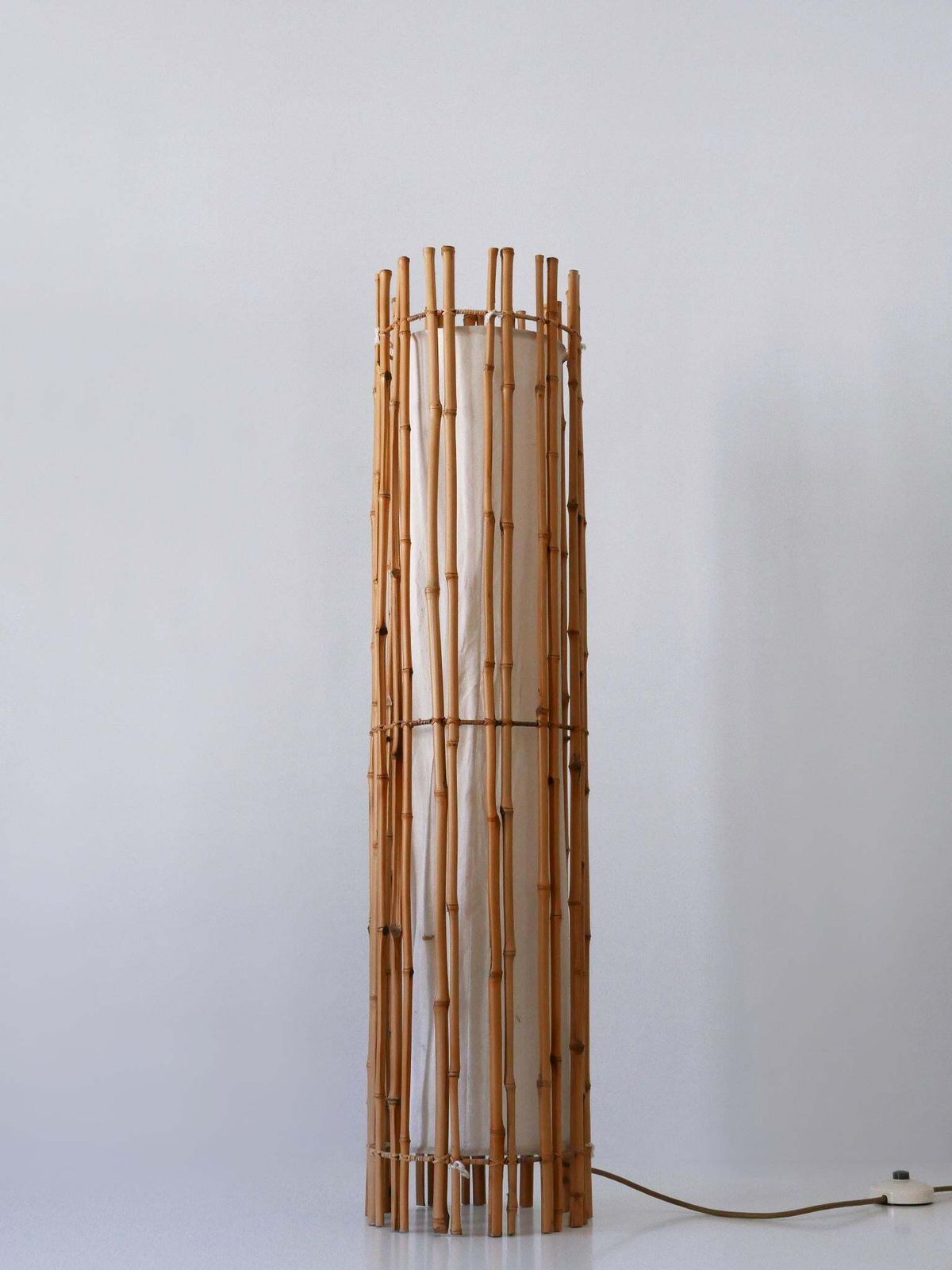 Elegant Mid Century Modern Bamboo Floor Lamp By Louis Sognot France 1960s photo vintage