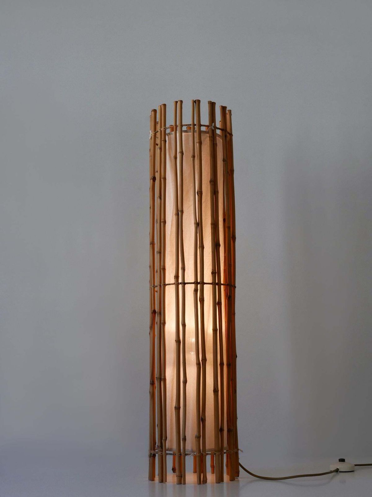 photo vinterior Elegant Mid Century Modern Bamboo Floor Lamp By Louis Sognot France 1960s