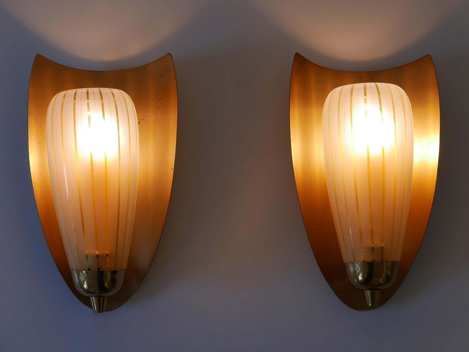 Set Of Two Large Sconces By Wilhelm Wagenfeld For Peill & Putzler Germany 1950s photo furniture