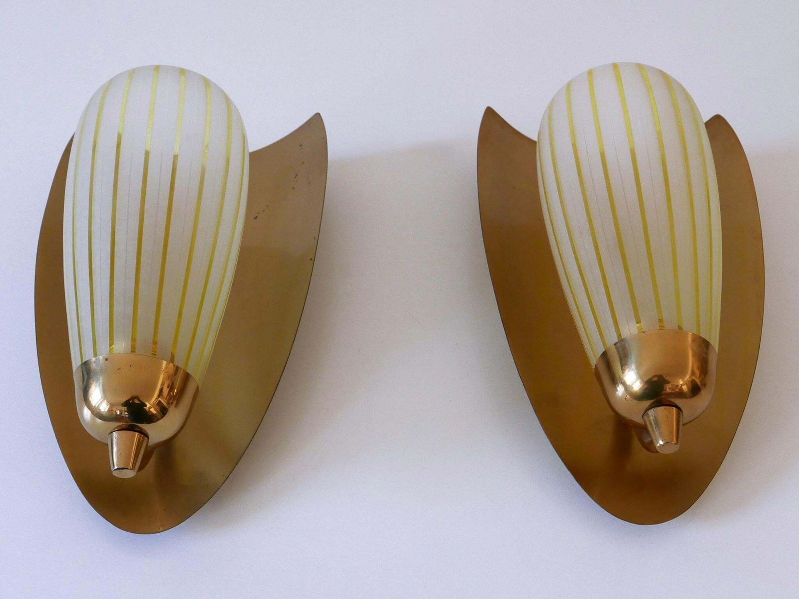 Set Of Two Large Sconces By Wilhelm Wagenfeld For Peill & Putzler Germany 1950s photo for sale