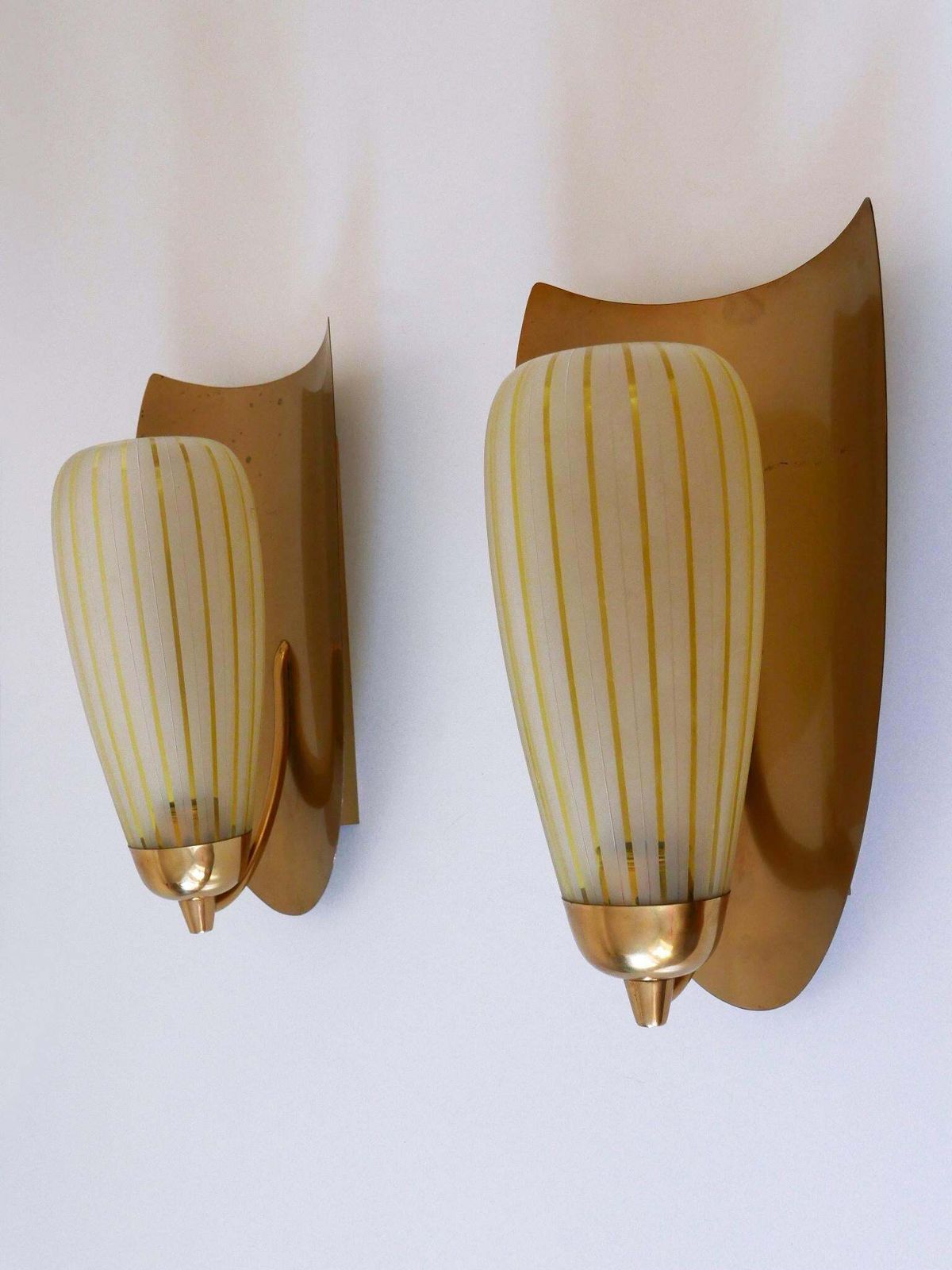 Set Of Two Large Sconces By Wilhelm Wagenfeld For Peill & Putzler Germany 1950s photo vintage