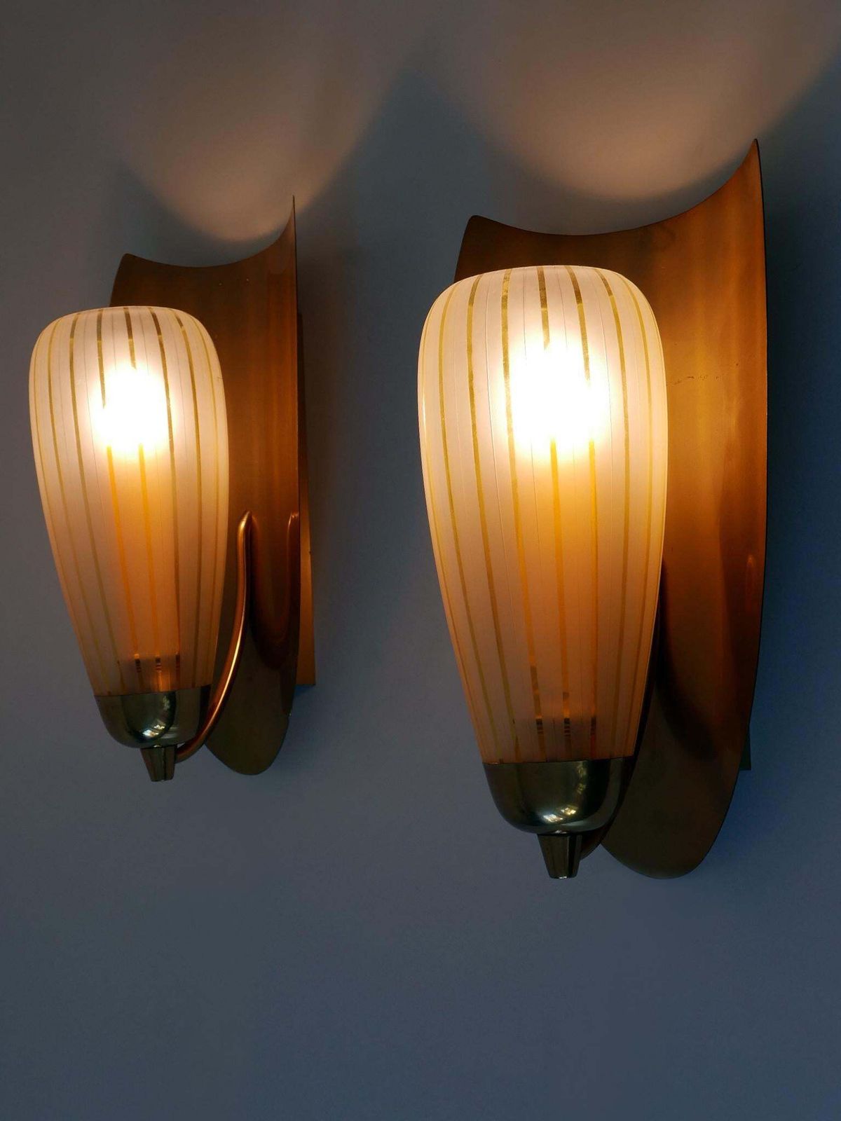 photo vinterior Set Of Two Large Sconces By Wilhelm Wagenfeld For Peill & Putzler Germany 1950s