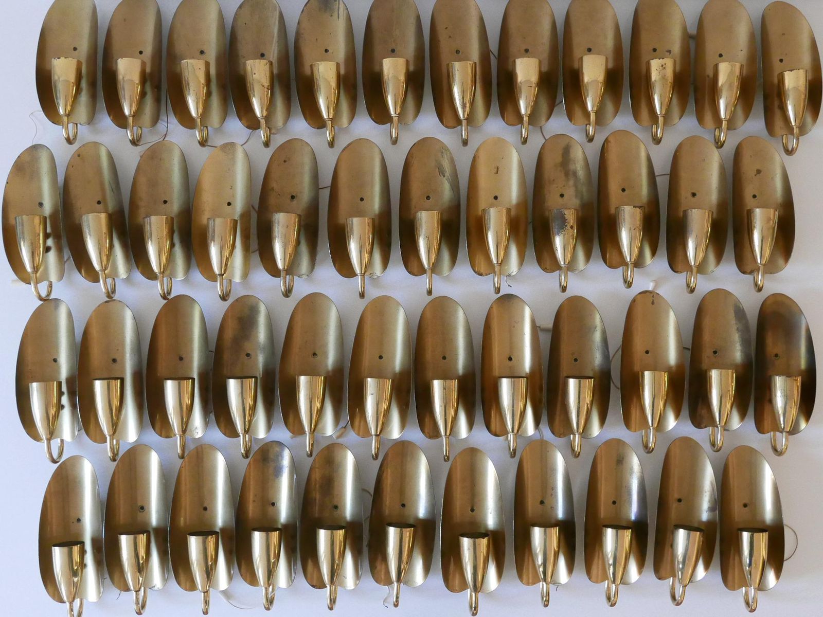 Set Of Two Lovely Mid Century Modern Brass Sconces Or Wall Lamps Germany 1950s photo for sale