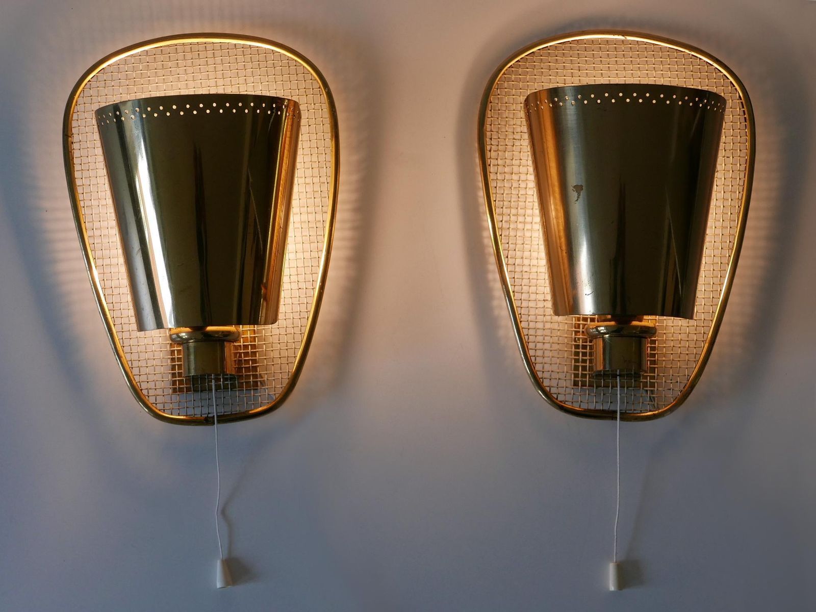 Set Of Two Rare & Highly Decorative Mid Century Modern Sconces Germany 1950s photo furniture