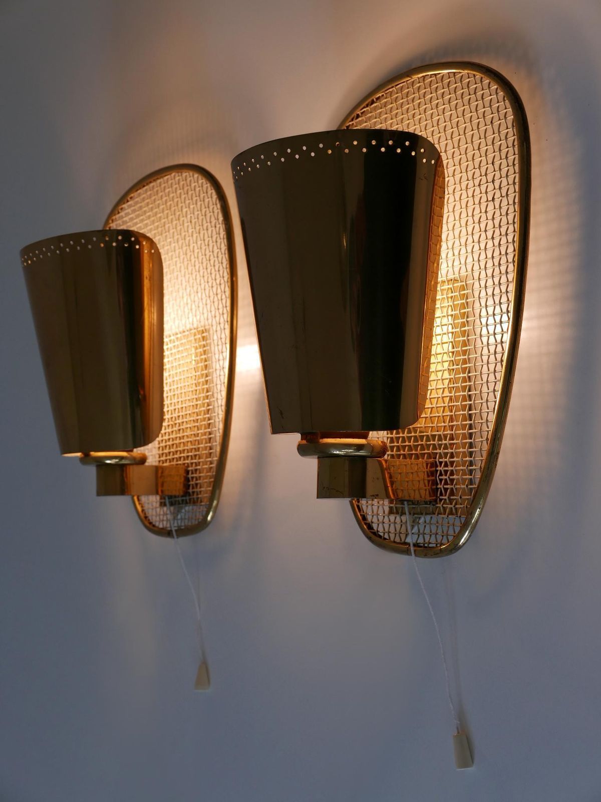 Lighting Set Of Two Rare & Highly Decorative Mid Century Modern Sconces Germany 1950s photo