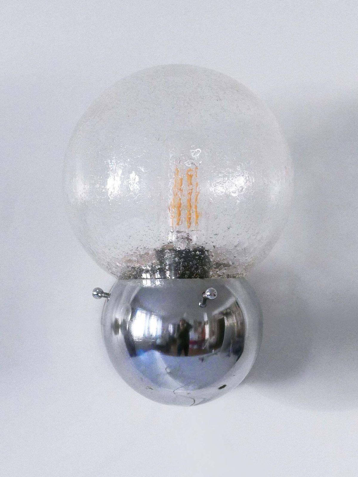 Lighting Set Of Two Amazing Mid Century Modern Glass & Metal Sconces Germany 1970s photo