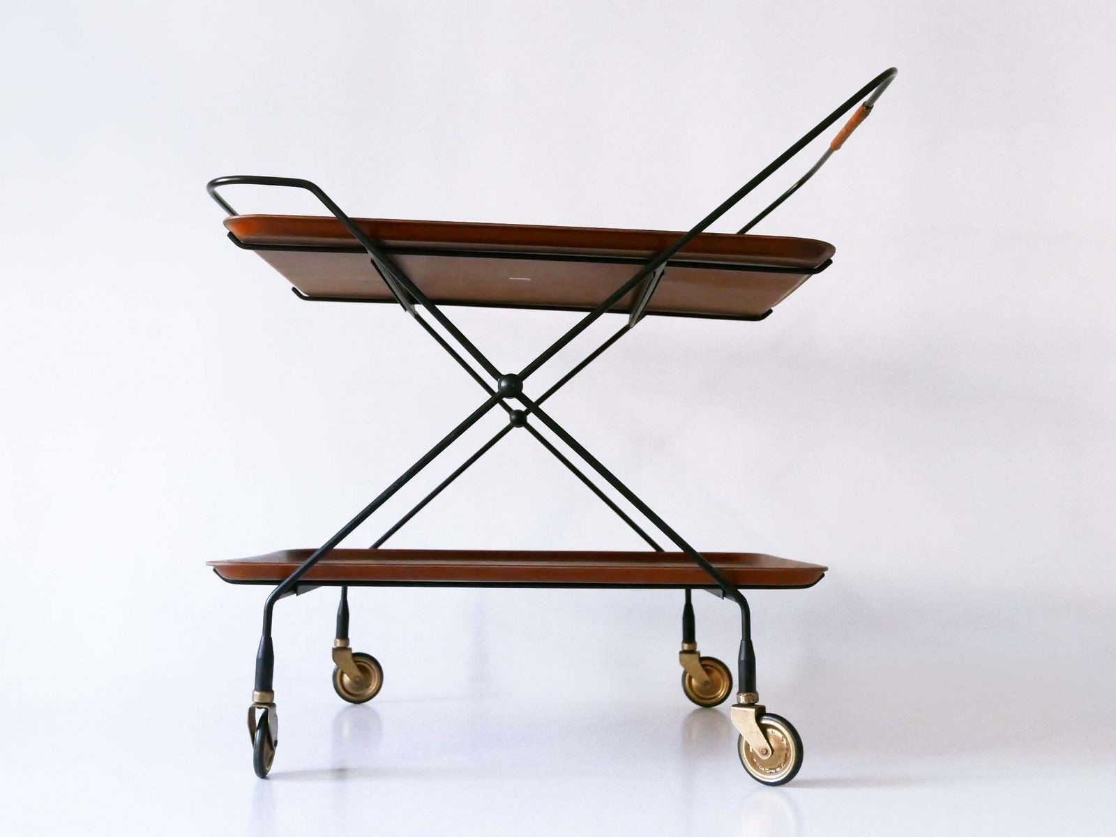 Mid Century Folding Bar Cart Or Trolly By Paul Nagel For Jie Gantofta Sweden photo vintage