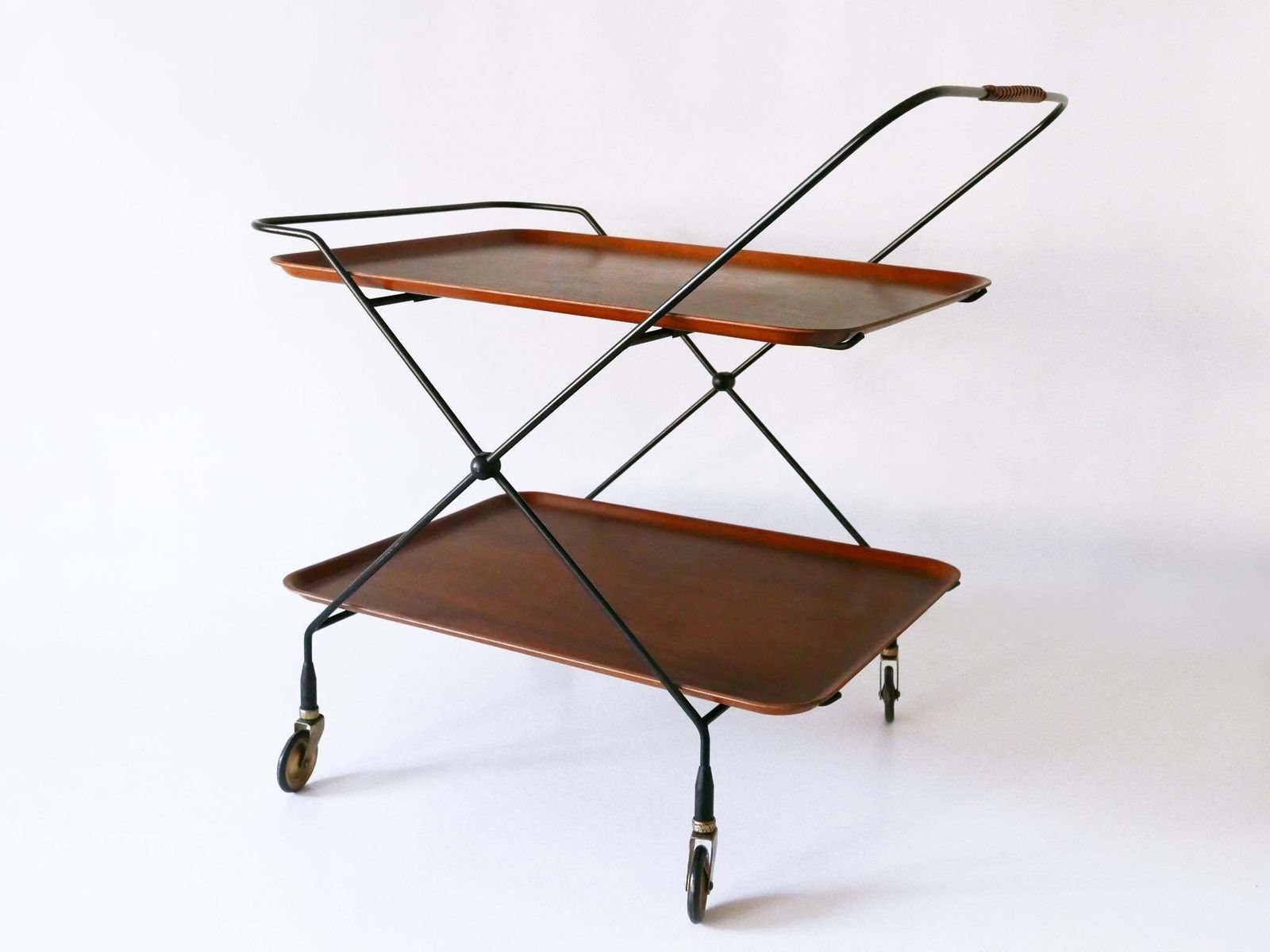 photo for sale Mid Century Folding Bar Cart Or Trolly By Paul Nagel For Jie Gantofta Sweden