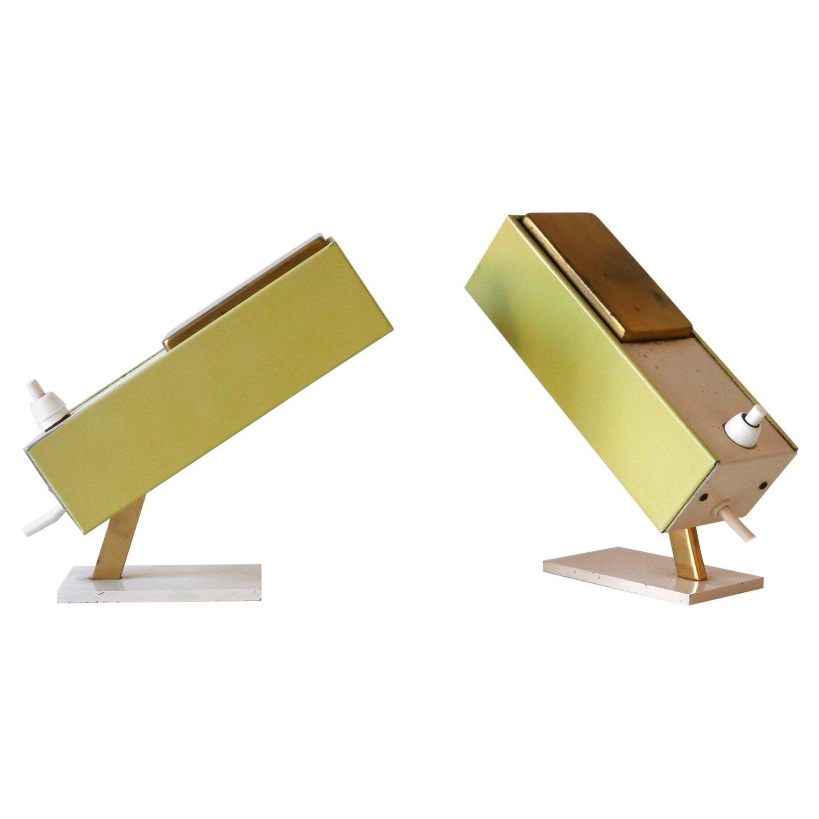 Set Of Two Rare & Lovely Mid Century Modern Bedside Table Lamps Germany 1950s