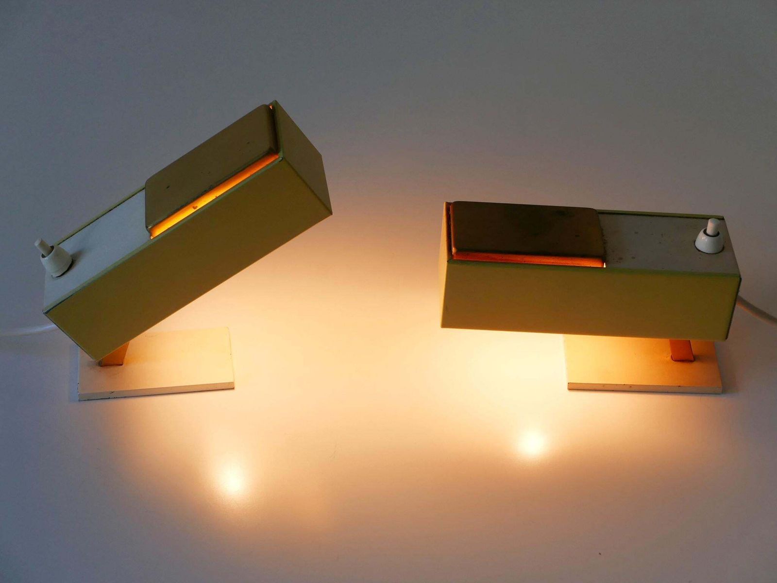 Set Of Two Rare & Lovely Mid Century Modern Bedside Table Lamps Germany 1950s photo for sale