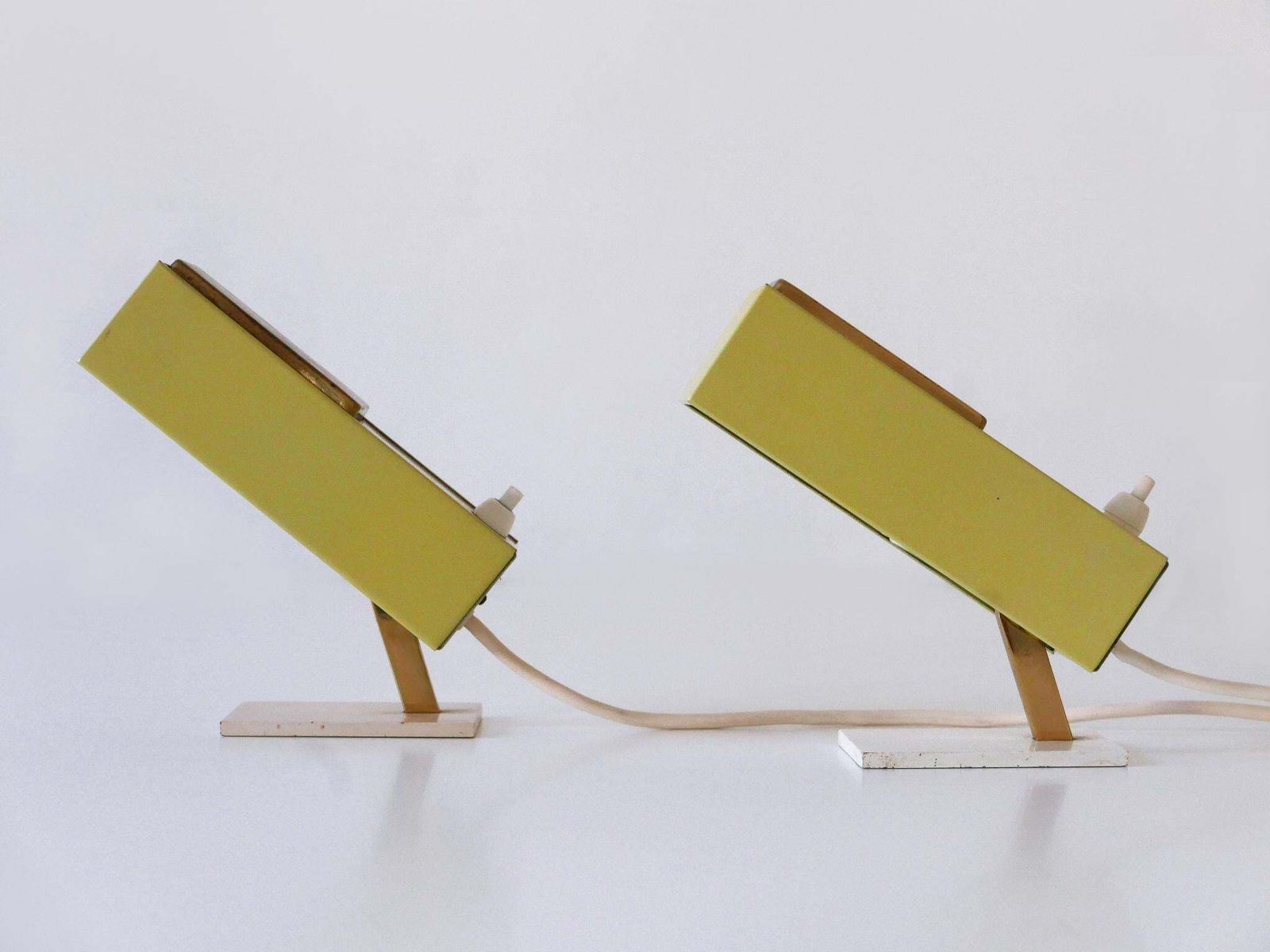 photo vintage Set Of Two Rare & Lovely Mid Century Modern Bedside Table Lamps Germany 1950s