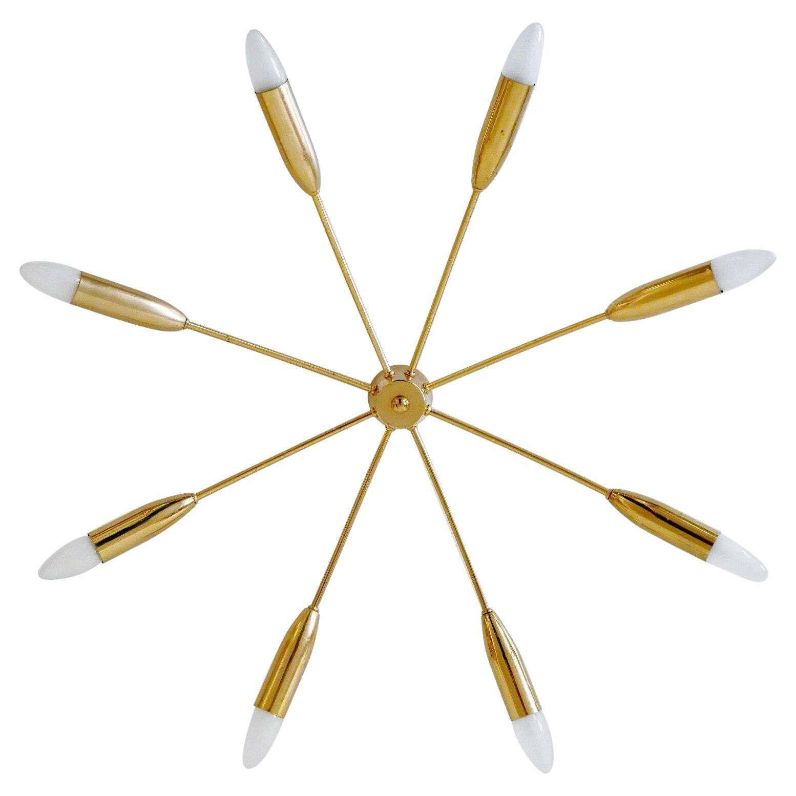 Large Eight Armed Mid Century Sputnik Chandelier Or Ceiling Light Germany 1970s