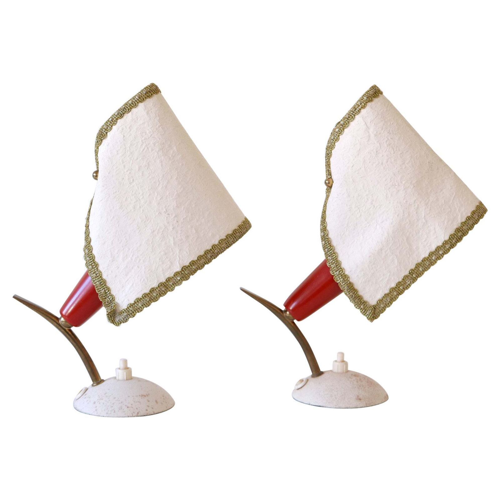 Set Of Two Rare & Lovely Mid Century Modern Bedside Table Lamps Germany 1950s