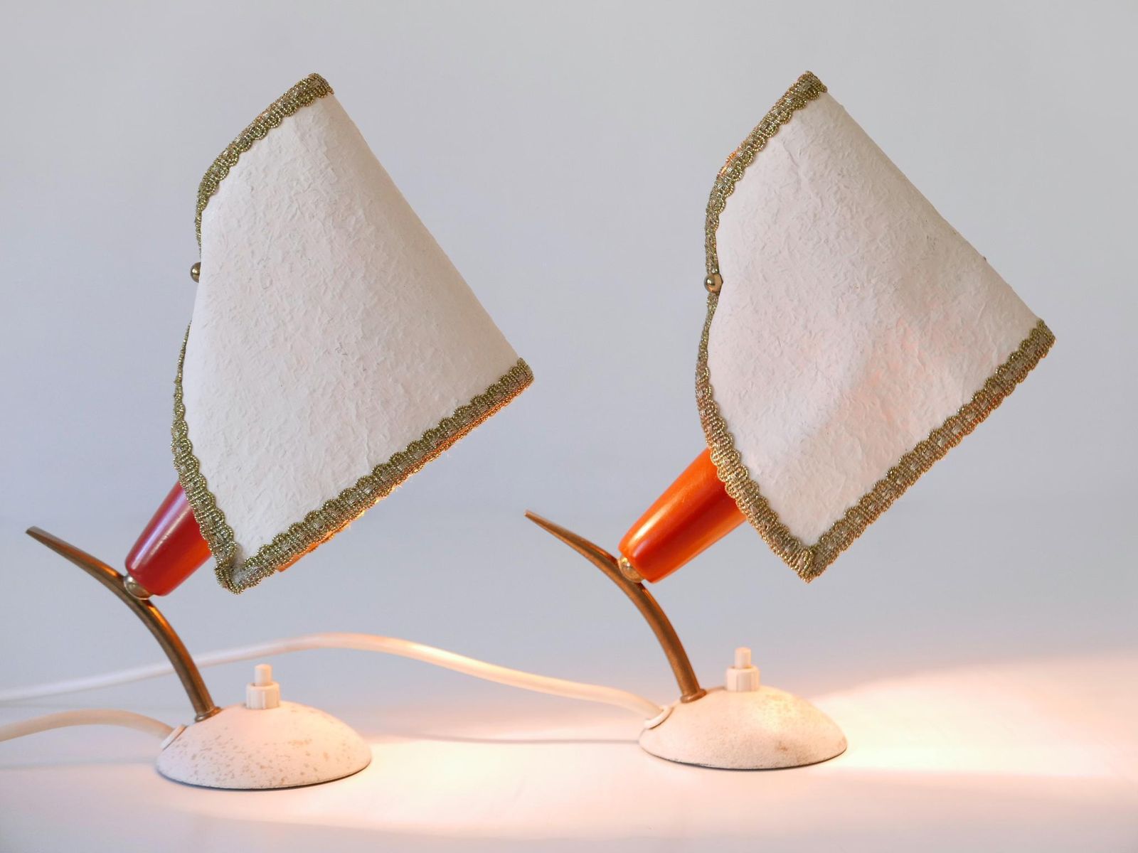 Set Of Two Rare & Lovely Mid Century Modern Bedside Table Lamps Germany 1950s photo furniture
