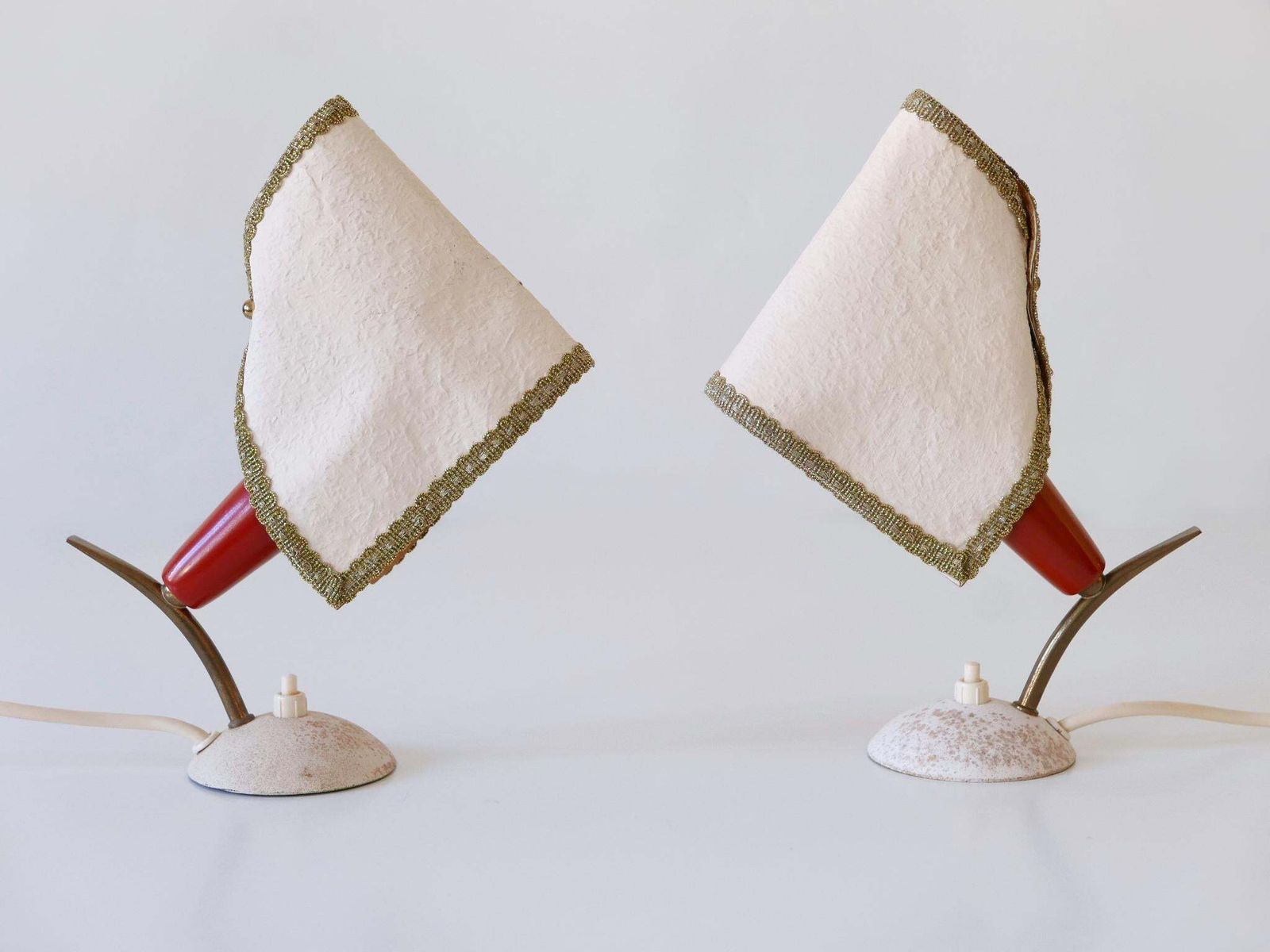 Set Of Two Rare & Lovely Mid Century Modern Bedside Table Lamps Germany 1950s photo Lighting