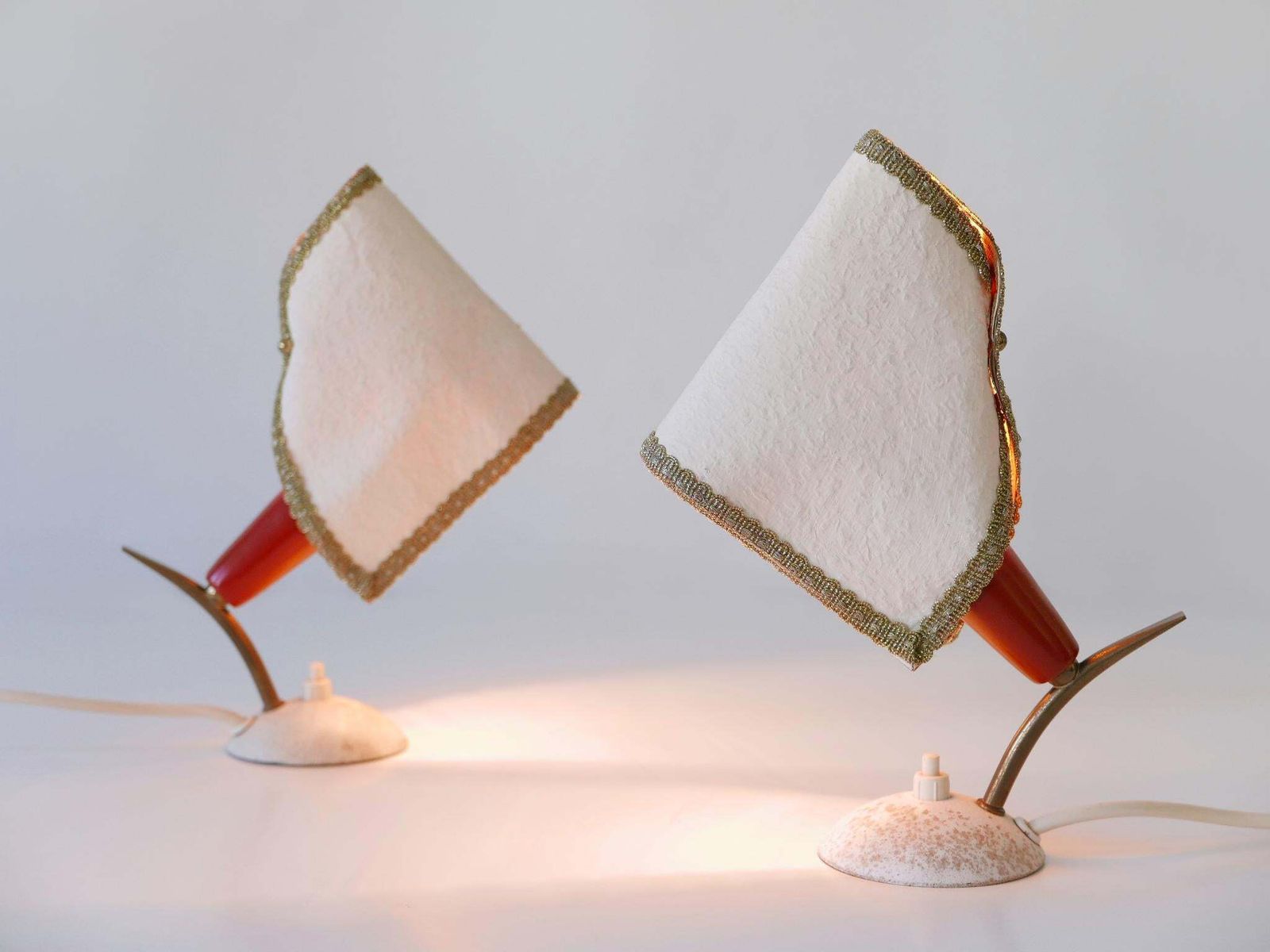 Lighting Set Of Two Rare & Lovely Mid Century Modern Bedside Table Lamps Germany 1950s photo