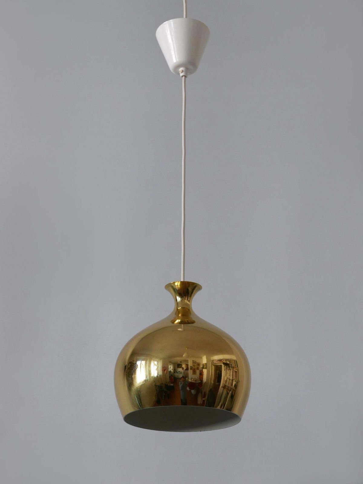Elegant Brass Pendant Lamp Löken By Helge Zimdal For Falkenbergs Sweden 1960s photo vintage