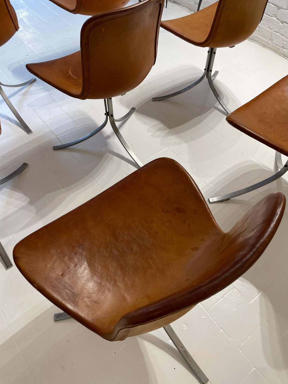 Set Of 7 Poul Kjaerholm Model Pk9 Dining Chairs  First Edition  E. Kold  1961 photo vintage