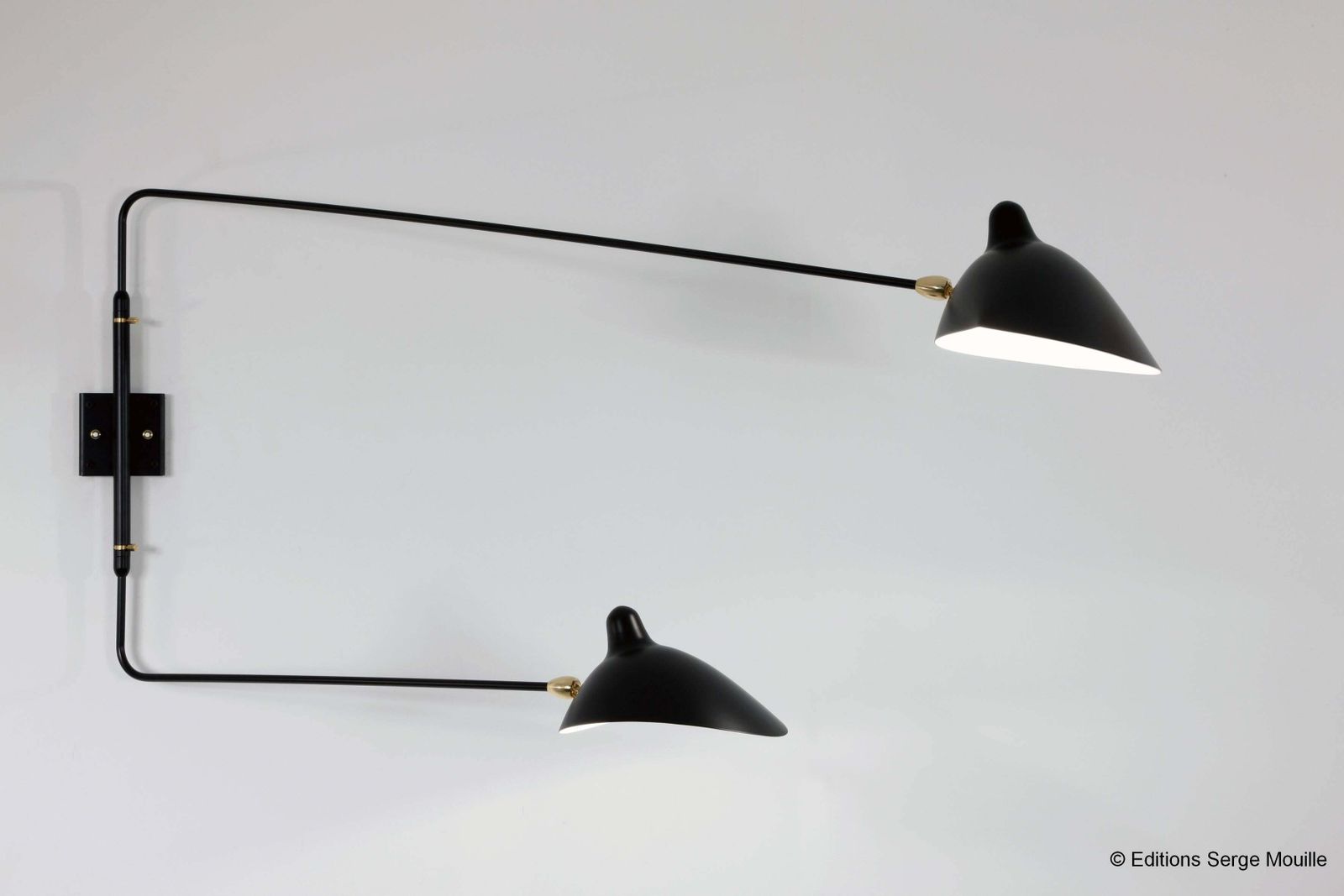 Sconce Serge Mouille Model "Applique Two Rotating Straight Arms" photo for sale