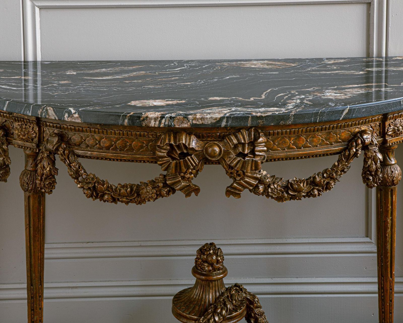 Large Louis XVI Style Demi Lune Console By La Maison London With A Portoro Top photo 3835.0