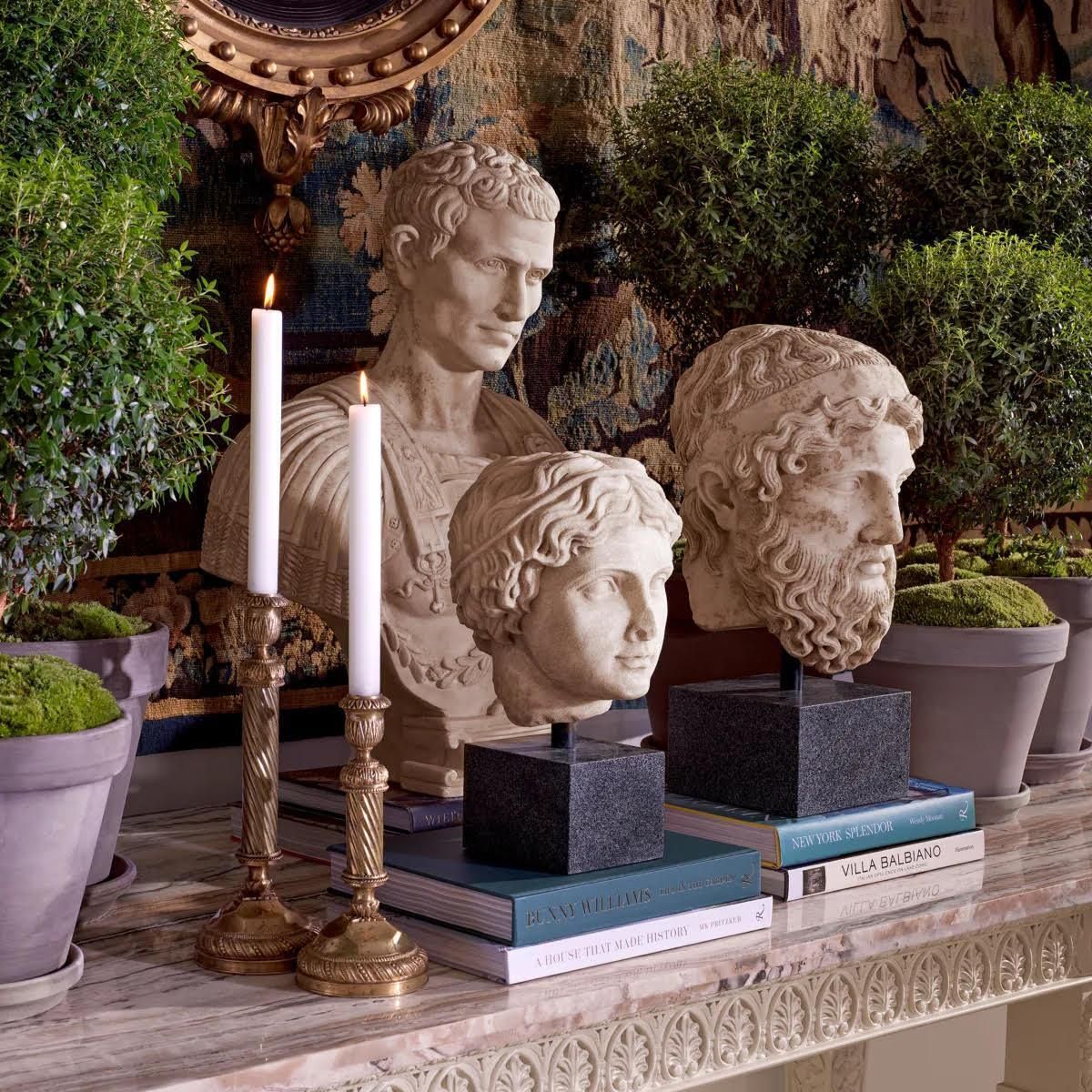Marble Bust Representing Hermes, Patinated Marble, Contemporary Work. photo vintage