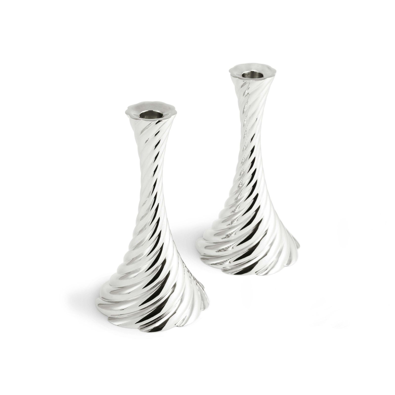 Pair Of Twist Candlesticks, Silver Plated Metal, Contemporary Work. photo Home Decor