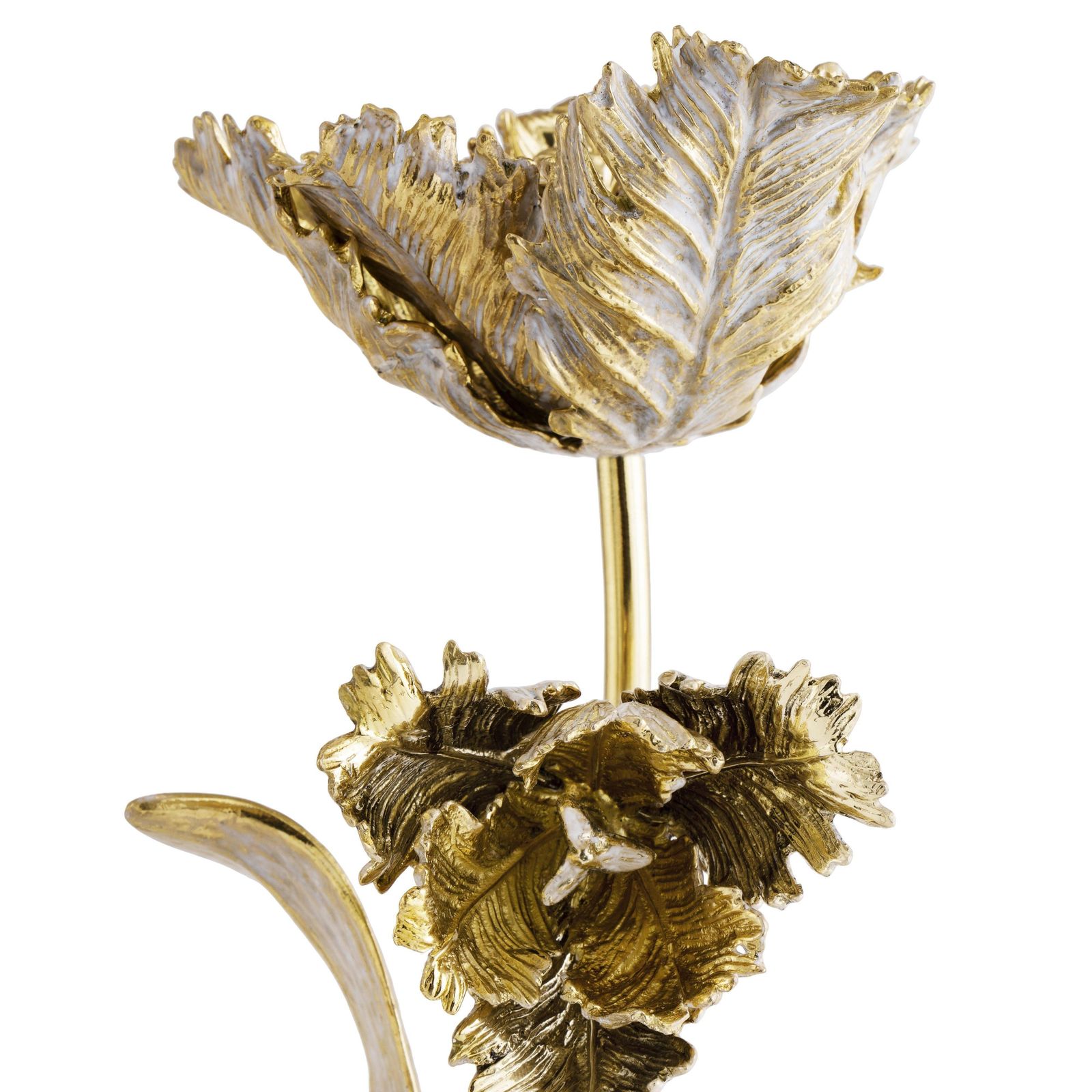 Pair Of Tulip Candleholders In Brass, Marble And White Enamel. photo for sale