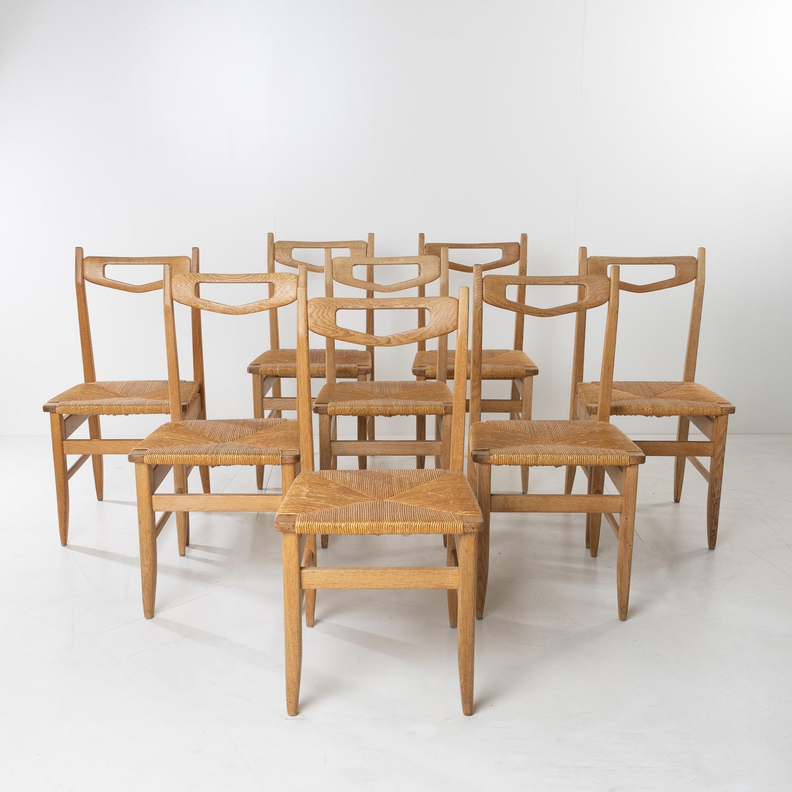 Benoît, Set Of 8 Dining Chairs By Robert Guillerme & Jacques Chambron, France photo vintage