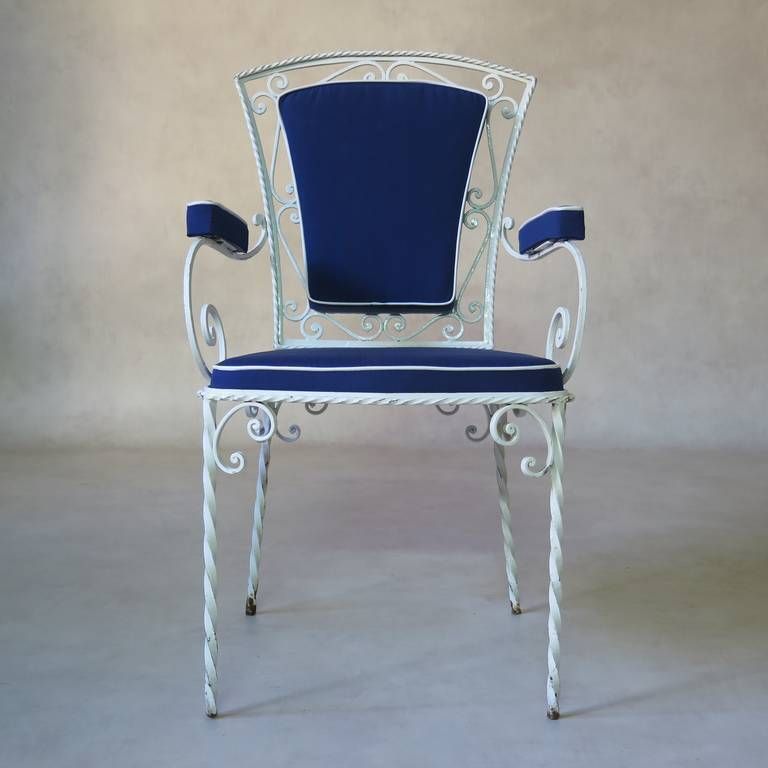 Set Of Six Wrought Iron Armchairs, France, 1940s photo for sale