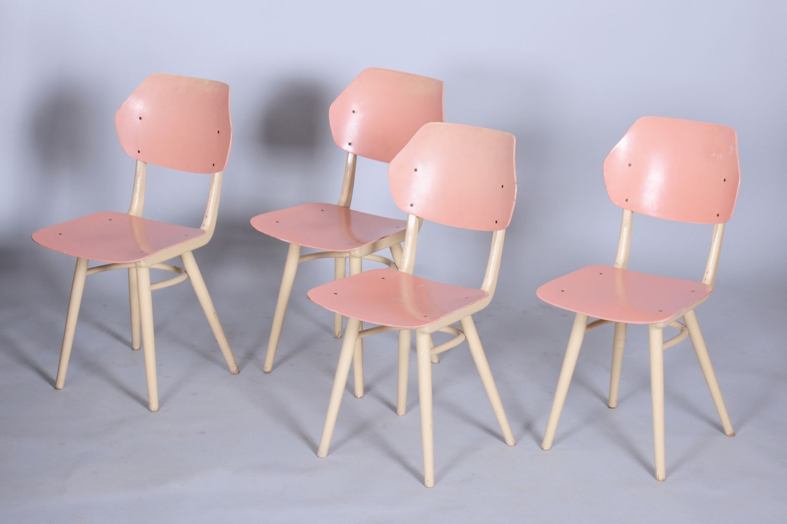 Set Of Four Original Mid Century Chairs, By Jitona Sobeslav, Beech, Czech, 1950s