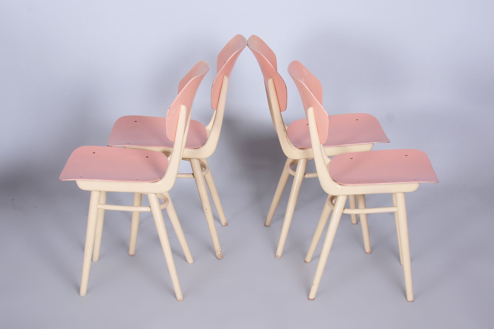 Set Of Four Original Mid Century Chairs, By Jitona Sobeslav, Beech, Czech, 1950s photo 650.0