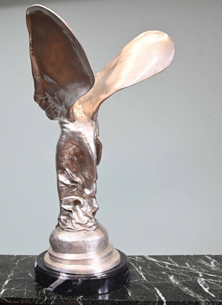 Bronze Flying Lady Statue Art Nouveau Spirit Of Ecstacy photo vintage