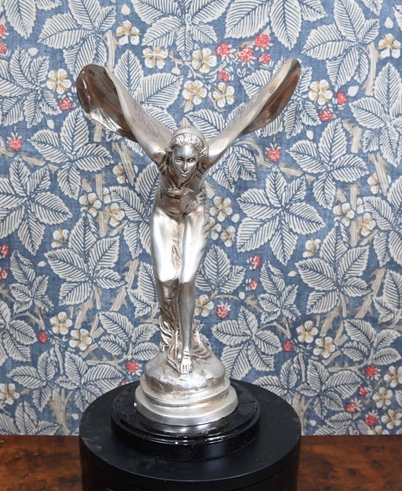 Art Nouveau Silver Spirit Bronze Statue Flying Lady photo furniture