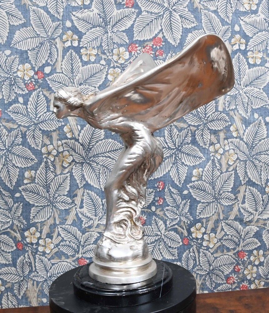 Art Nouveau Silver Spirit Bronze Statue Flying Lady photo for sale