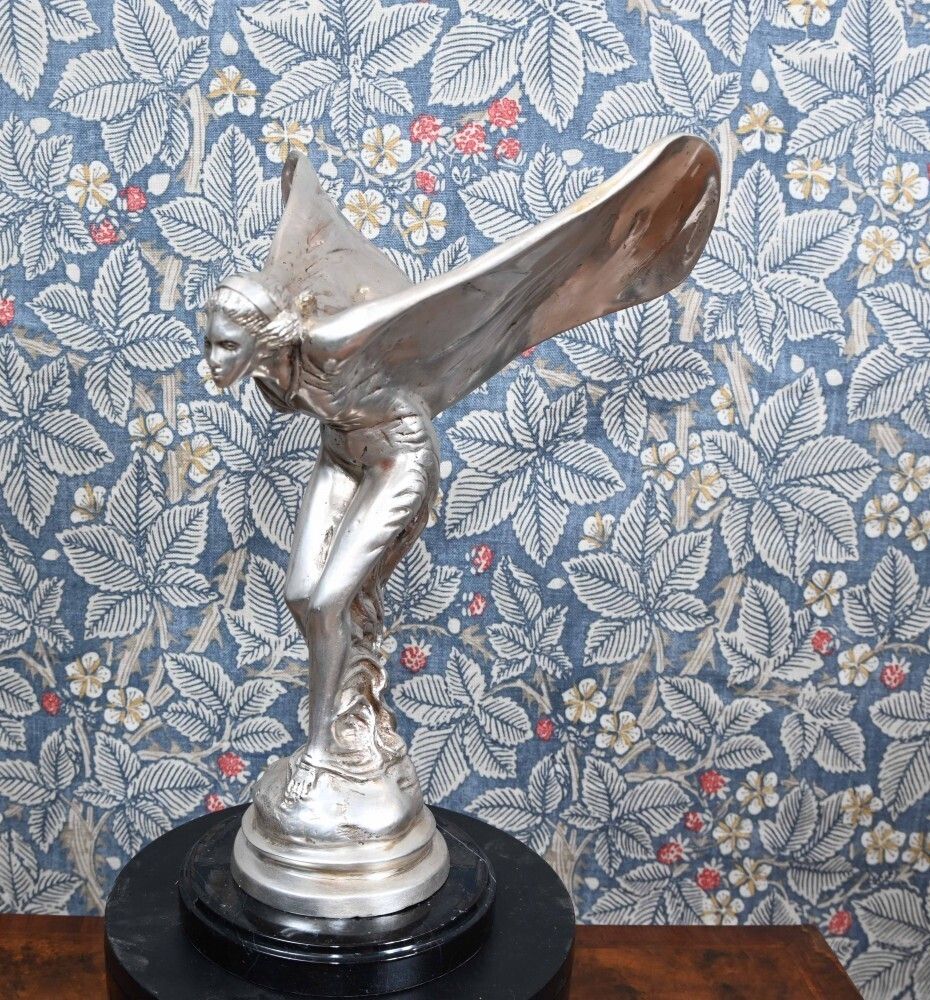 Art Nouveau Silver Spirit Bronze Statue Flying Lady photo Art