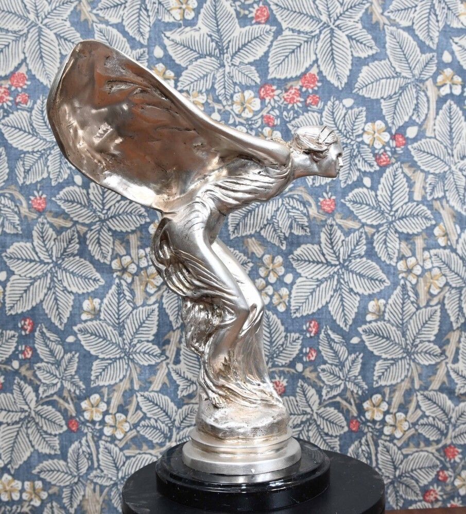 Art Nouveau Silver Spirit Bronze Statue Flying Lady photo buy