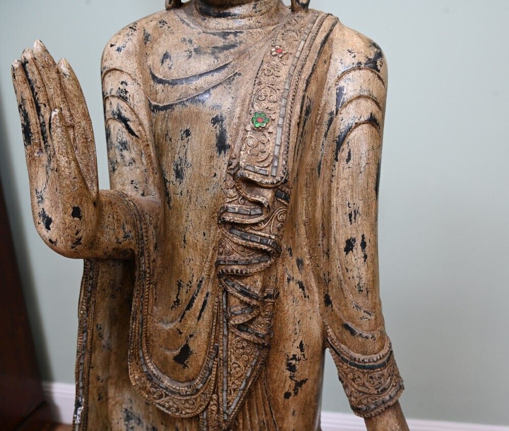 Standing Carved Burmese Buddha Statue Buddhism Buddhist Art photo buy